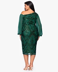 B&A By Betsy and Adam Plus Sequin Detail Long Sleeves Dress