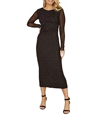 Yumi Women's Sparkle Mesh Bodycon Midi Dress