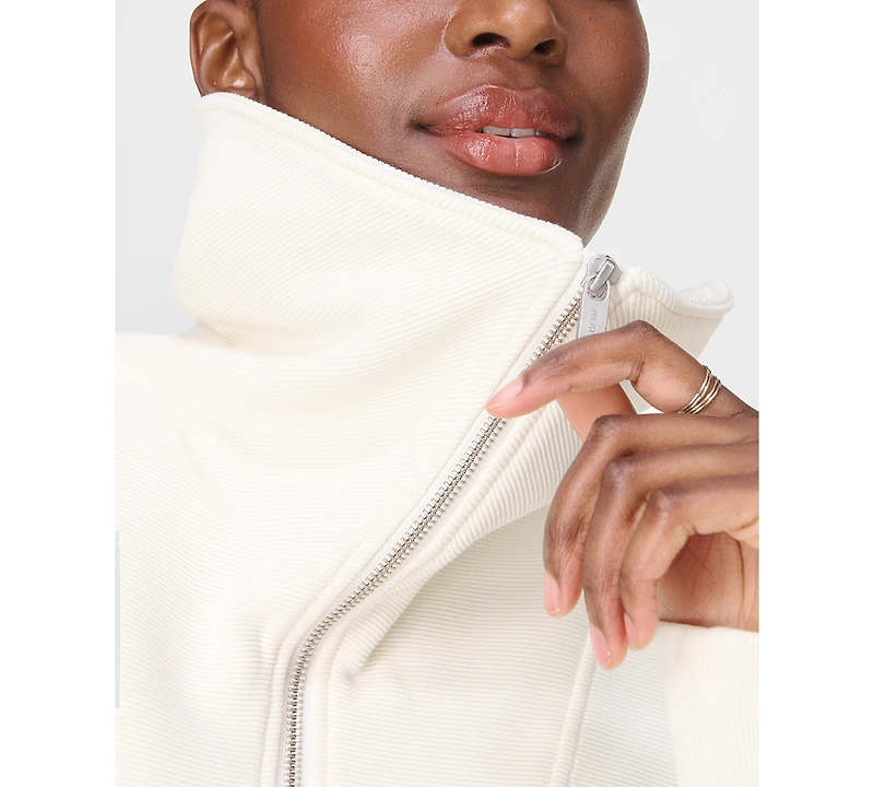 Sweaty Betty Women's Peaceful Rib Half Zip Cropped Oversized Sweatshirt