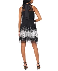 CeCe Women's Sleeveless Halter Ombre Sequin Dress