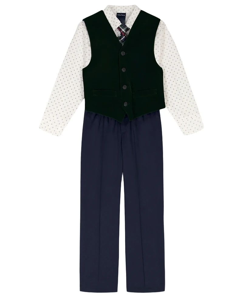 Nautica Boys 2T-7 4-Piece Shirt, Tie, Vest and Pants Set