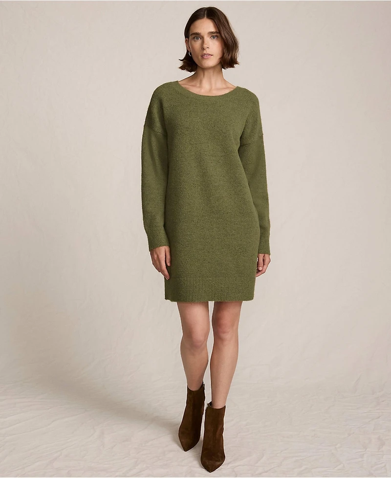 Lands' End Women's Fuzzy Bow Back Mini Sweater Dress