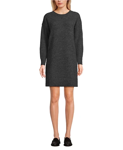 Lands' End Women's Fuzzy Bow Back Mini Sweater Dress
