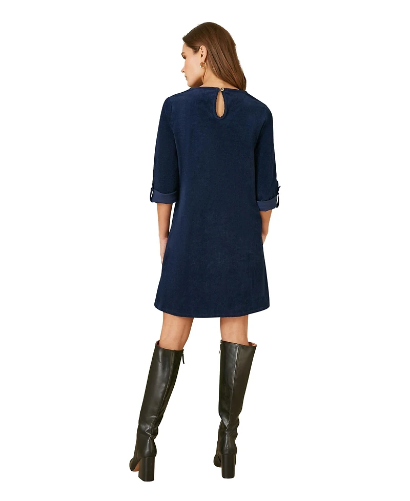 Yumi Women's Cord Tunic Dress With Pockets