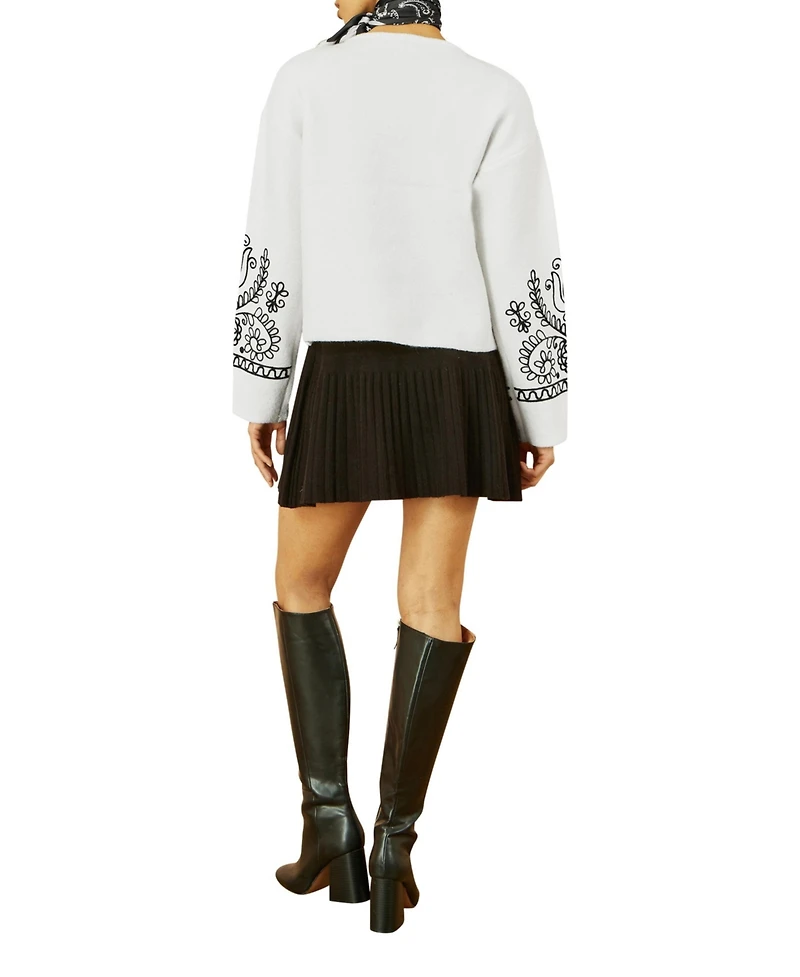 Yumi Women's Knitted Folk Edge To Cardi