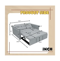 Maison Boucle 2-Seater Velvet Loveseat Sleeper Sofa Bed, Pull-Out Convertible Couch with Scroll Arms & Adjustable Backrest for Small Spaces