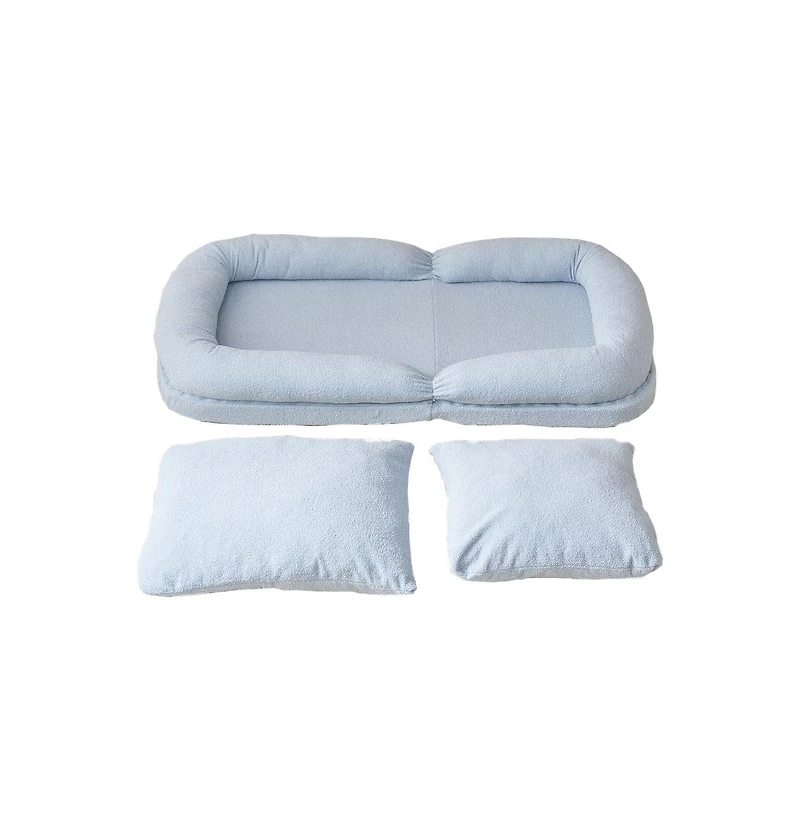 Cesicia Triple Fold-Down Sofa Adjustable Recliner with Thick Mattress for Multifunctional Use