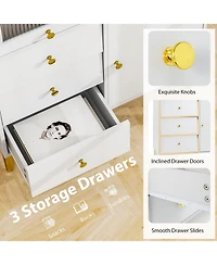 Volenca Chest of Drawers with Flip Up Fluted Glass Door for Bedroom Kitchen