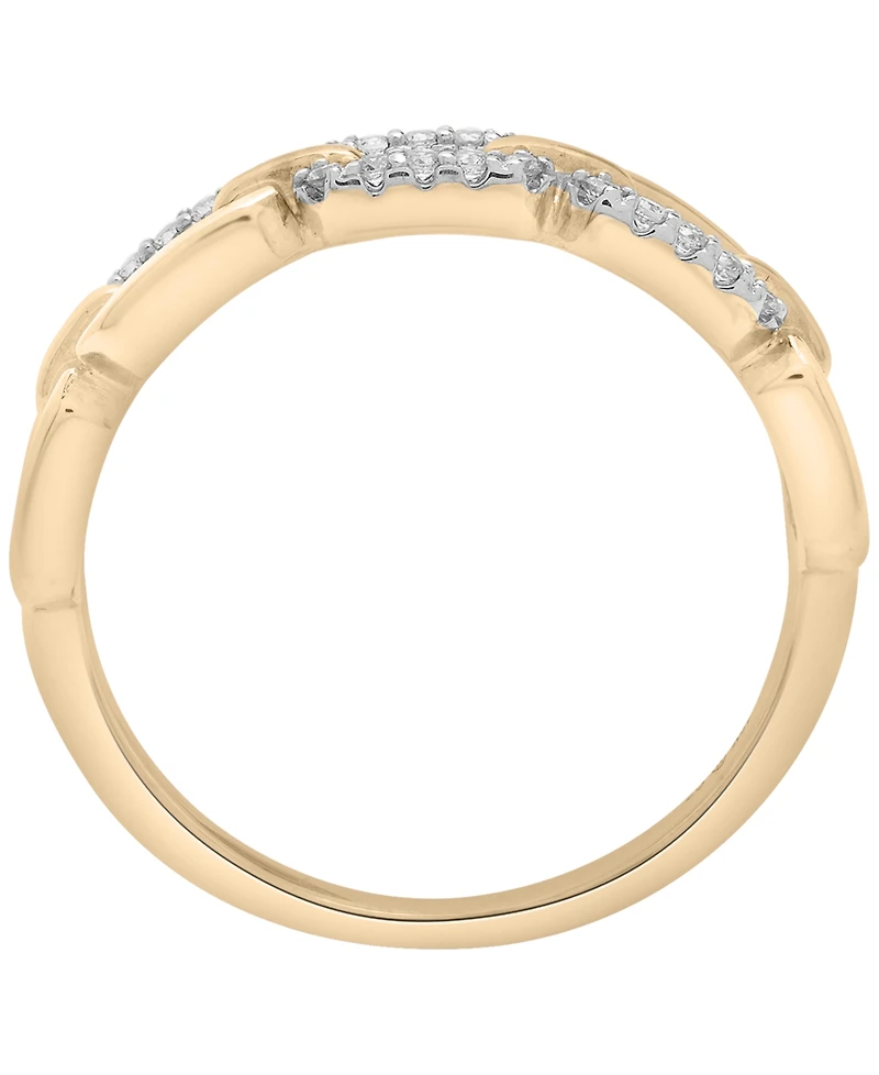 Wrapped Diamond Linked Ring (1/10 ct. t.w.) in 10K Yellow Gold with White Rhodium