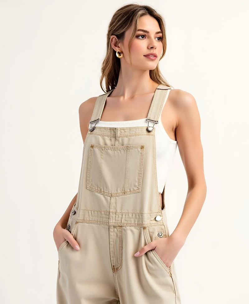 Modenaire Women's Wide Leg Adjustable Overalls