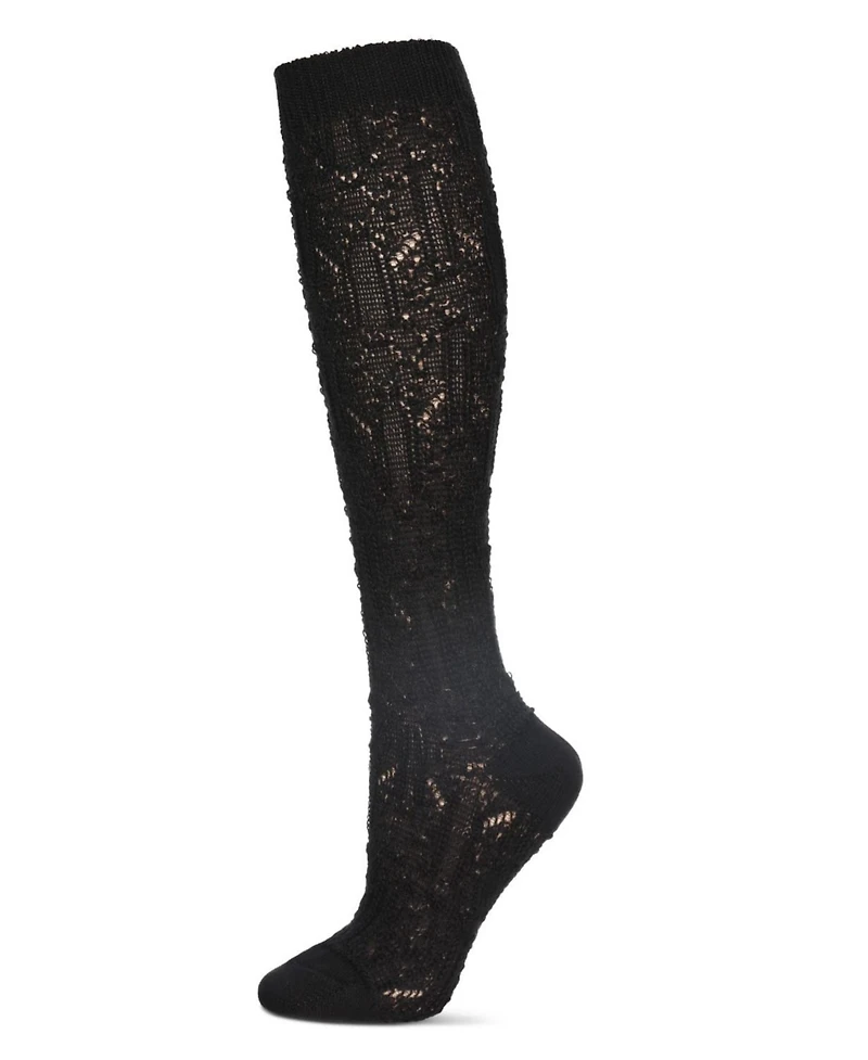 MeMoi Women's Net Flow Textured Open Knit Knee High Sock
