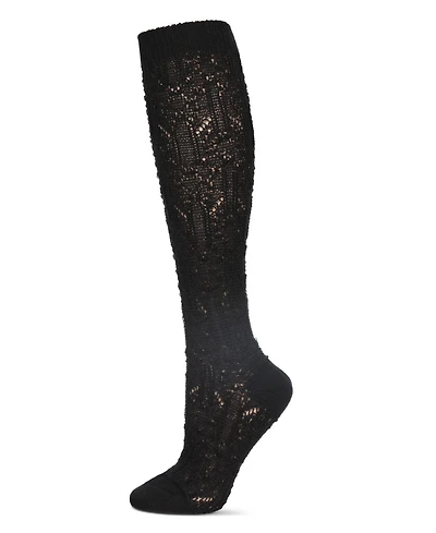 MeMoi Women's Net Flow Textured Open Knit Knee High Sock