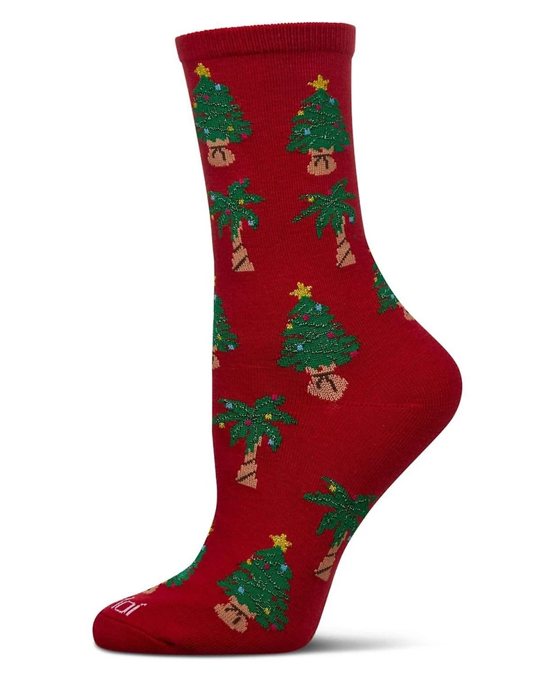 MeMoi Women's Tree Paradise Holiday Crew Socks