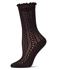 MeMoi Women's Ruffle Pointelle Crew Socks