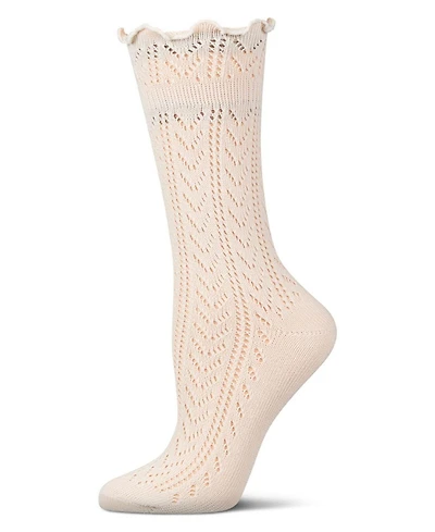 MeMoi Women's Ruffle Pointelle Crew Socks