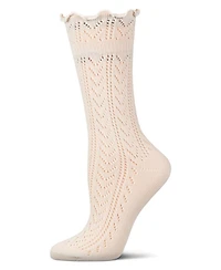 MeMoi Women's Ruffle Pointelle Crew Socks