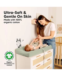 KeaBabies 2pk Soothe Changing Pad Covers for Girl, Boy, Soft Cotton Contoured Diaper Table