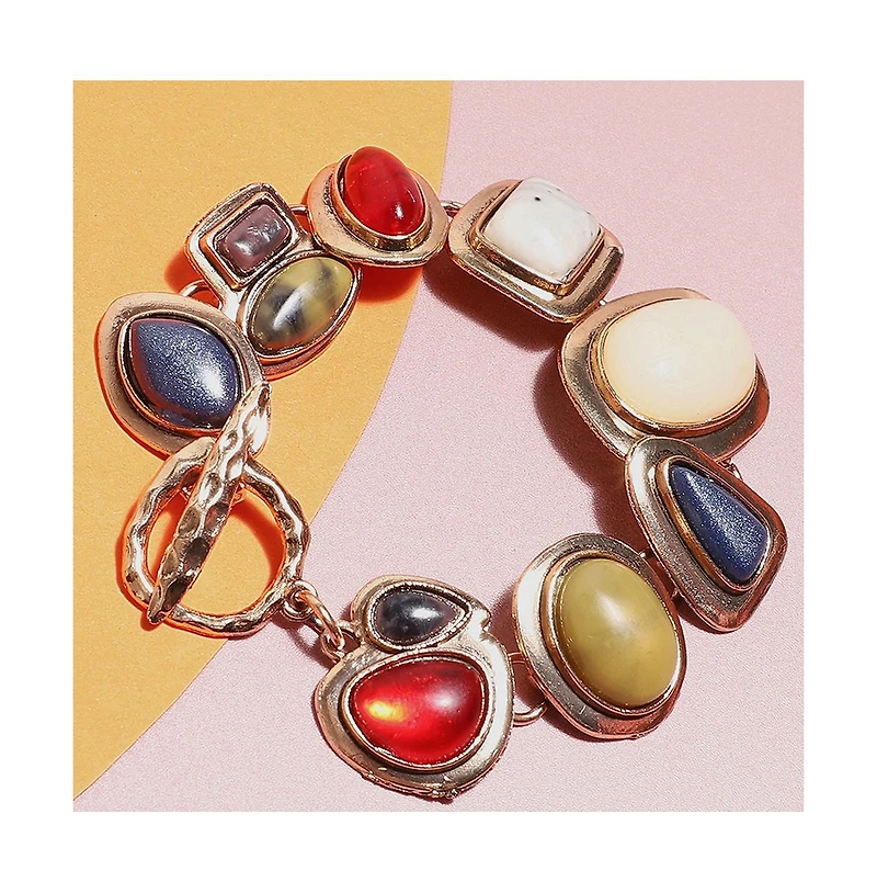 Sohi Women's Gold Color Maxi Stone Bracelet
