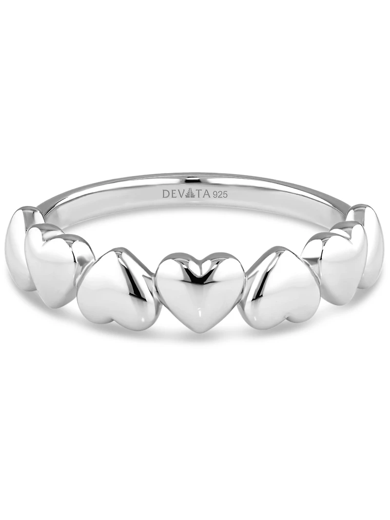Devata Sweet Heart Ring in Rhodium Plated Sterling Silver