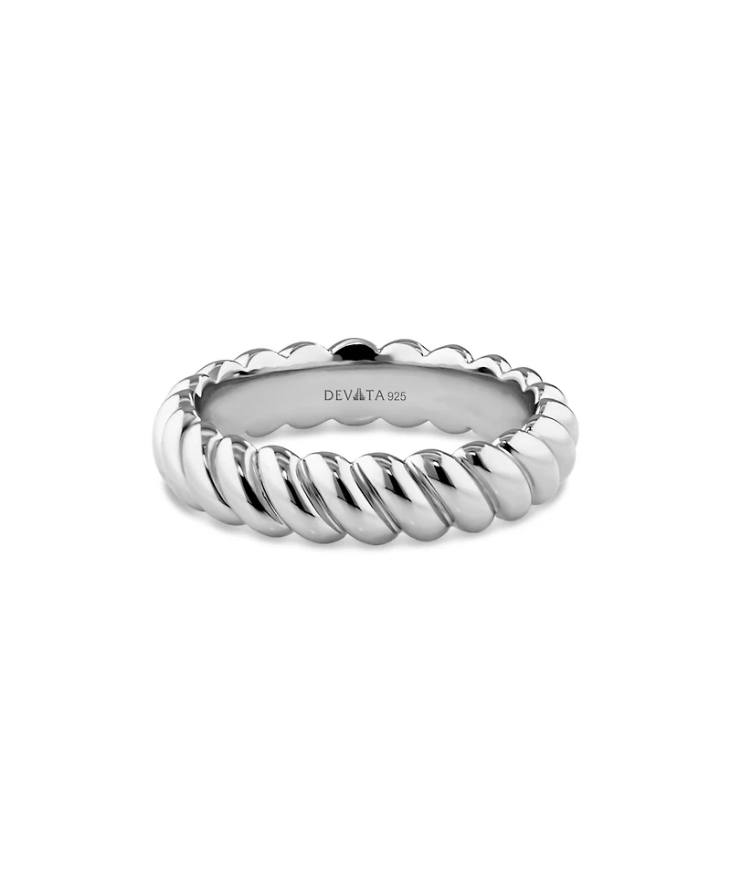 Devata Rope Band Ring in Rhodium Plated Sterling Silver