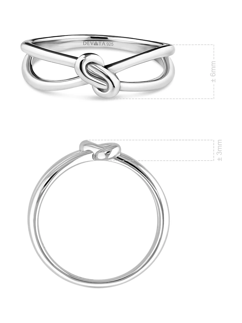 Devata Love Knot Ring in Rhodium Plated Sterling Silver