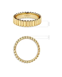 Devata Ribbed Band Ring Gold Plated Sterling Silver, 8