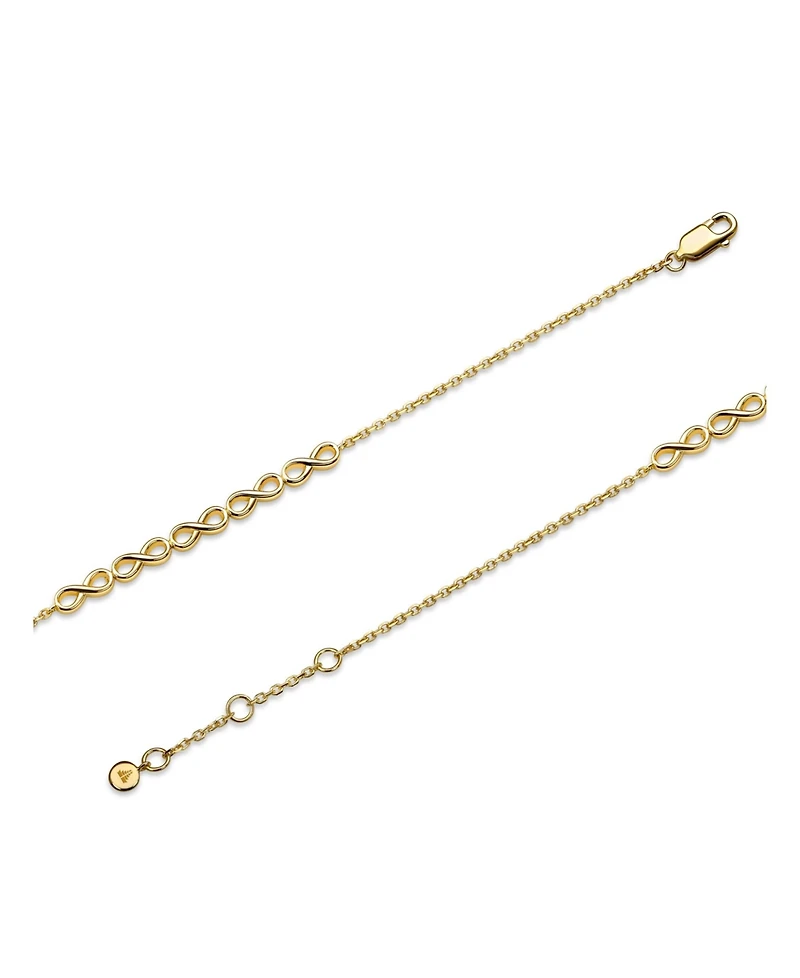 Devata Infinity Chain Bracelet in Gold Plated Sterling Silver, Adj 6.5/7.0/7.5 inch