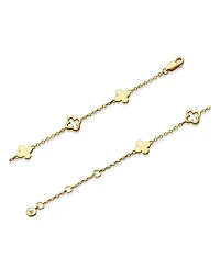 Devata Clover Chain Bracelet in Gold Plated Sterling Silver, Adj 6.5/7.0/7.5 inch