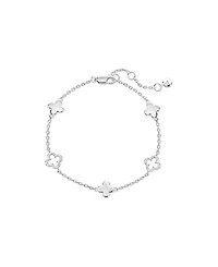 Devata Clover Chain Bracelet in Rhodium Plated Sterling Silver, Adj 6.5/7.0/7.5 inch
