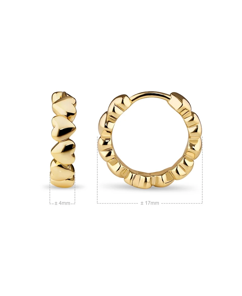 Devata Sweet Heart Hoop Earrings in Gold Plated Sterling Silver