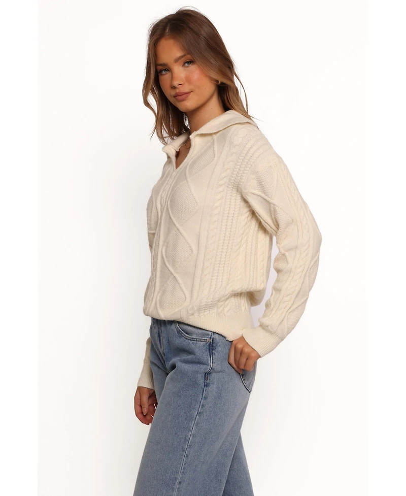 Petal and Pup Women's Robbie Collar Neck Cable Knit Sweater