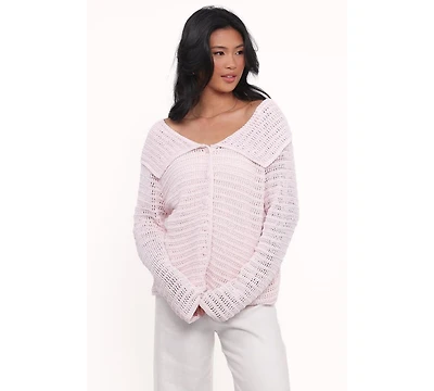 Petal and Pup Women's Lyra Large Collar Cardigan - White Xl