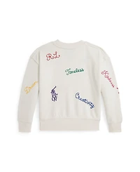 Polo Ralph Lauren Girls 2T-6X Embroidered Crewneck Sweatshirt