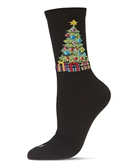 MeMoi Women's Christmas Tree & Presents Holiday Crew Socks