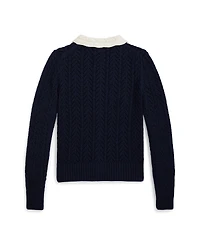 Polo Ralph Lauren Girls 7-16 Pointelle-Knit Peter Pan Collar Cardigan