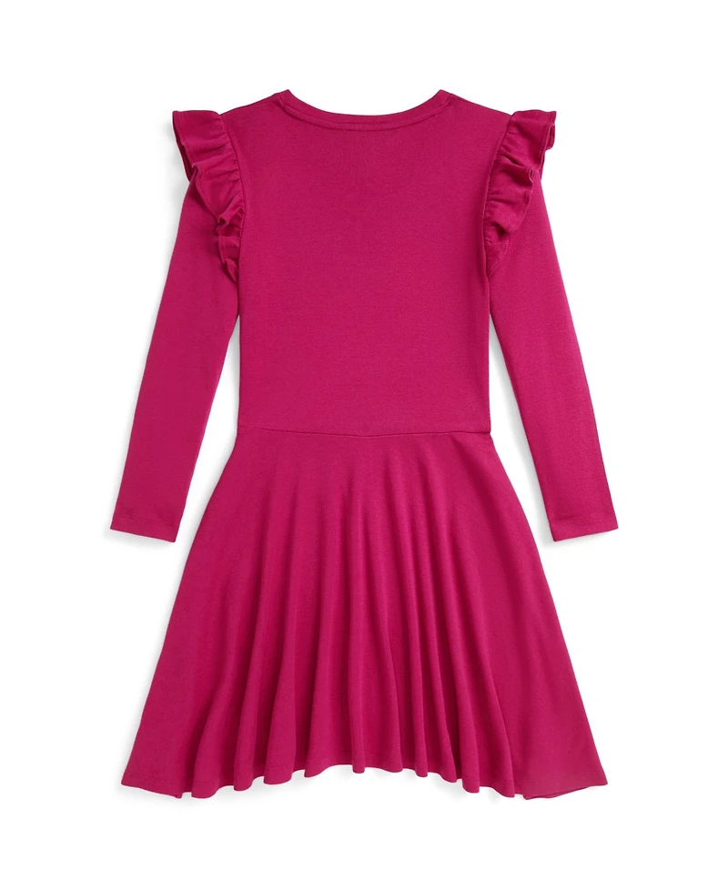 Polo Ralph Lauren Girls 7-16 Long Sleeves Ruffled Ribbed Dress