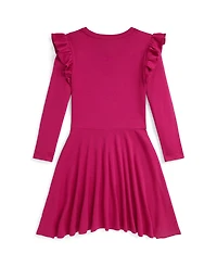 Polo Ralph Lauren Girls 7-16 Long Sleeves Ruffled Ribbed Dress