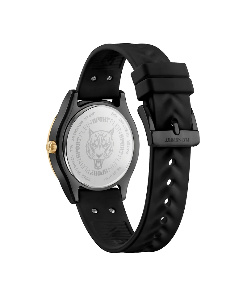 Plein Sport Womens Eclipse 3 Hand Quartz Black Silicone Strap 36MM