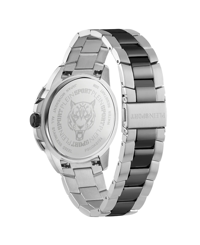 Plein Sport Mens Rampage 3 Hand Date Quartz Two Tone Bracelet 44MM