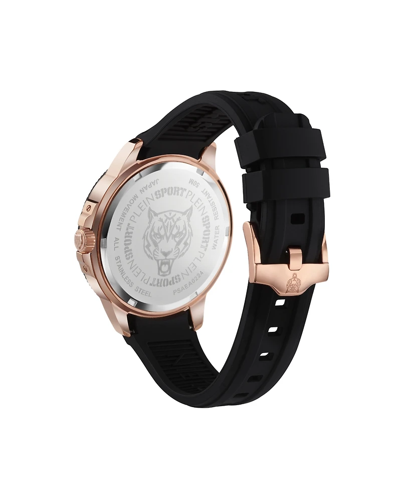 Plein Sport Mens City Rush 3 Hand Date Quartz Silicone Strap 45MM