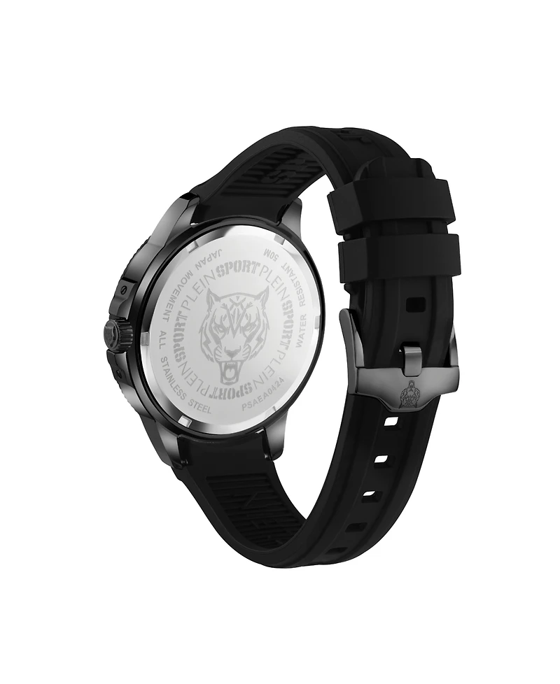 Plein Sport Mens City Rush 3 Hand Date Quartz Silicone Strap 45MM