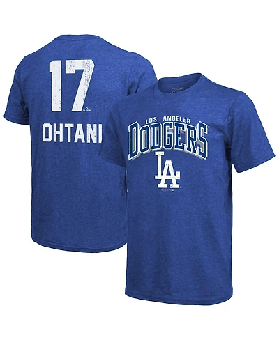 Majestic Threads Men's Shohei Ohtani Royal Los Angeles Dodgers Triblend Name Number T-Shirt