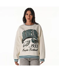 The Wild Collective Women's Cream Philadelphia Eagles Oversized Vintage French Terry Sweatshirt