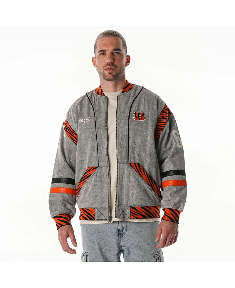 The Wild Collective Men's and Women's Gray Cincinnati Bengals Oversized Retro Full-Zip Jacket