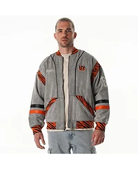 The Wild Collective Men's and Women's Gray Cincinnati Bengals Oversized Retro Full-Zip Jacket