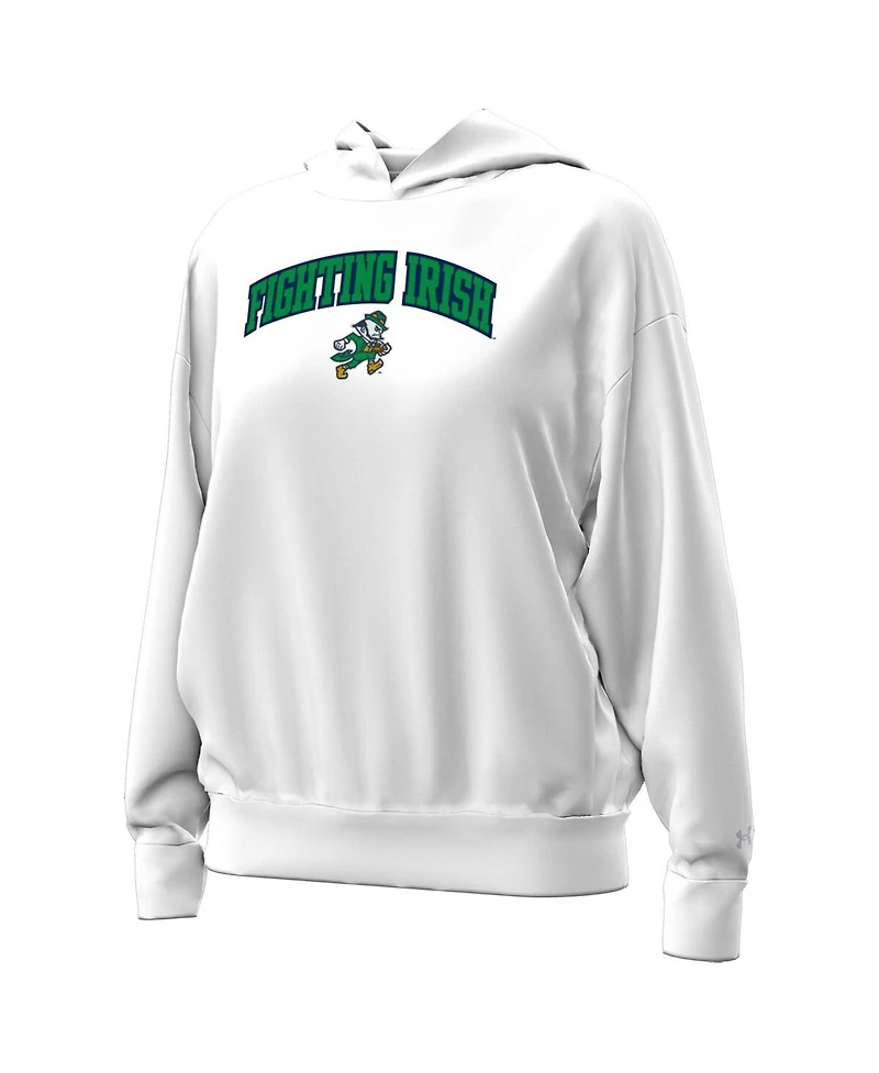 Under Armour Women's White Notre Dame Fighting Irish Leprechaun Icon Fleece Pullover Hoodie