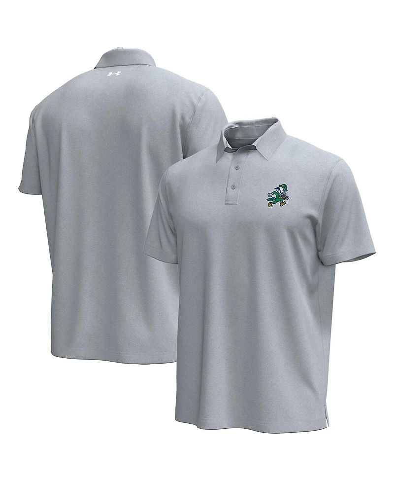 Under Armour Men's Gray Notre Dame Fighting Irish Sporting Leprechaun Icon Polo Shirt