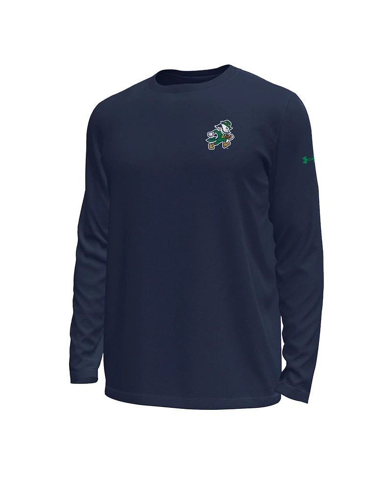 Under Armour Men's Navy Notre Dame Fighting Irish Sporting Leprechaun Tech Stretch Long Sleeve T-Shirt