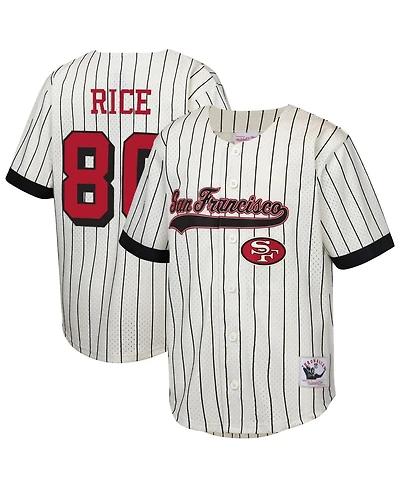 Mitchell & Ness Big Boys and Girls Jerry Rice Cream San Francisco 49ers Retired Player Name Number Baseball Jersey