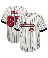 Mitchell & Ness Big Boys and Girls Jerry Rice Cream San Francisco 49ers Retired Player Name Number Baseball Jersey
